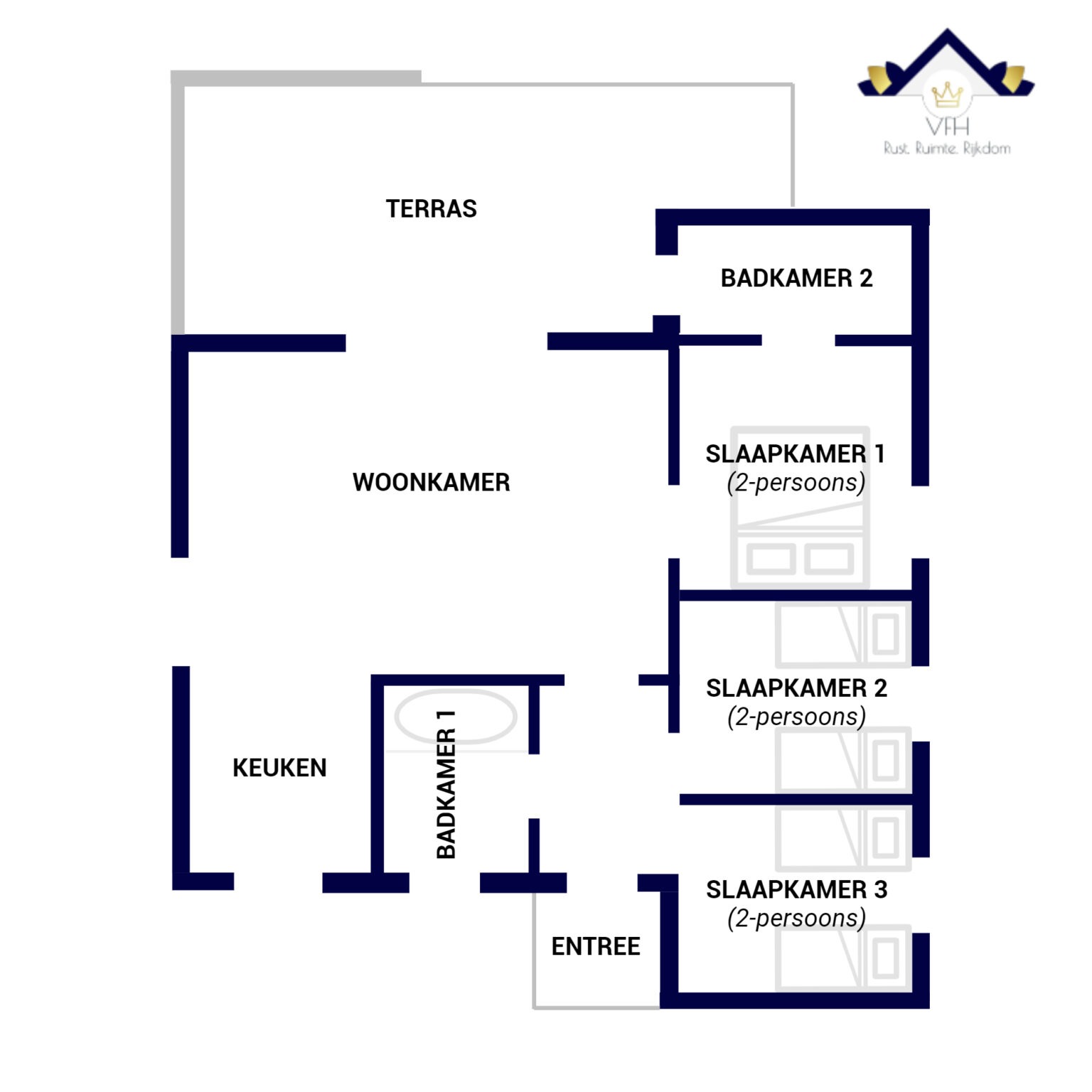 plattegrond vakantiehuis Frankrijk huren
